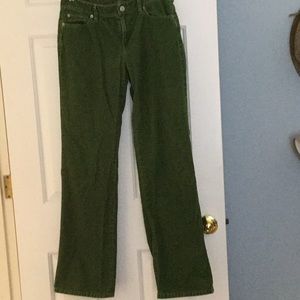 Green corduroy jeans